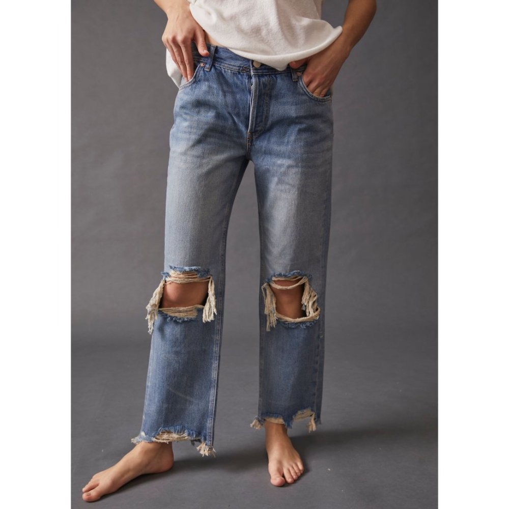 NWOT Free People Maggie Mid Rise Jeans in Aged to Perfection - Size 32 - Picture 2 of 9